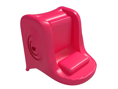 Bright Pink Plastic Kids Seat With Curved Backrest And Circular Detail 3d model