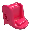 Bright Pink Plastic Kids Seat With Curved Backrest And Circular Detail