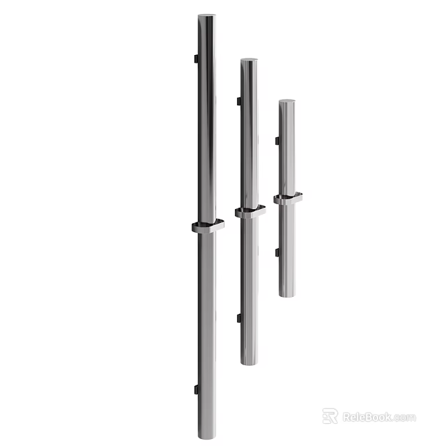 Stainless Steel Bathroom Accessories With Modern Wall Mounted Towel Holders 3d model 