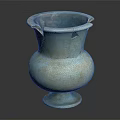 Vintage Turquoise Ceramic Furniture Decor Urn with Chipped Edges and Classic Style