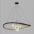 Elegant Modern Chandelier Featuring Golden Circular Ring and White Spherical Globes