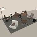 Modern Cream Style Single Sofa Lazy Sofa Leisure Chair 3d model