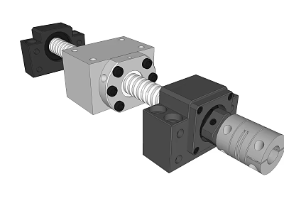 Industrial Precision Linear Motion Equipment With Ball Screw And Bearing Blocks 3d model