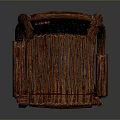 Brown Handwoven Wicker Armchair With Armrests And Simple Design Structure