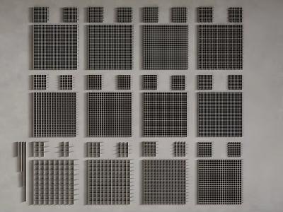Various Grid Pattern Ceiling Designs With Different Sizes And Styles For Interiors 3d model