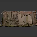 Ruined Red Brick Structure With Broken Walls And Overgrown Grass Foundation
