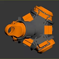 Orange and Gray Mechanical Device with Gear and Knob Components 3d model