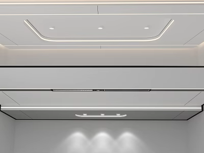 Modern Minimalist Ceiling Design With Linear Lighting And Recessed Lights 3d model