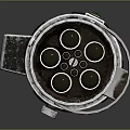 Futuristic Cylindrical Silver Metallic Weapon With Grip Lens And Casing