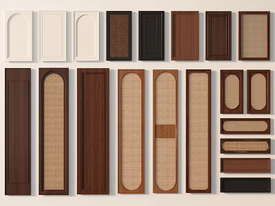 Diverse Cabinet Door Styles With Wooden Rattan And Various Color Options 3d model