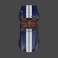 Blue Classic Convertible Sports Car With White Racing Stripes And Retro Design