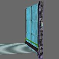 Commercial Equipment With Yellow Post Black Mesh Fence And Red Light Curtain