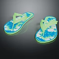Summer Casual Flip Flops With Green Blue Floral Print Lightweight Design