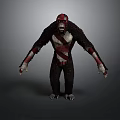 Scary Monster Character Standing With Red Head White Face Dark Red Covering Exposed Teeth