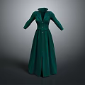 Fashionable Green Long Sleeve Collared Buttoned Coat With Textured Fabric