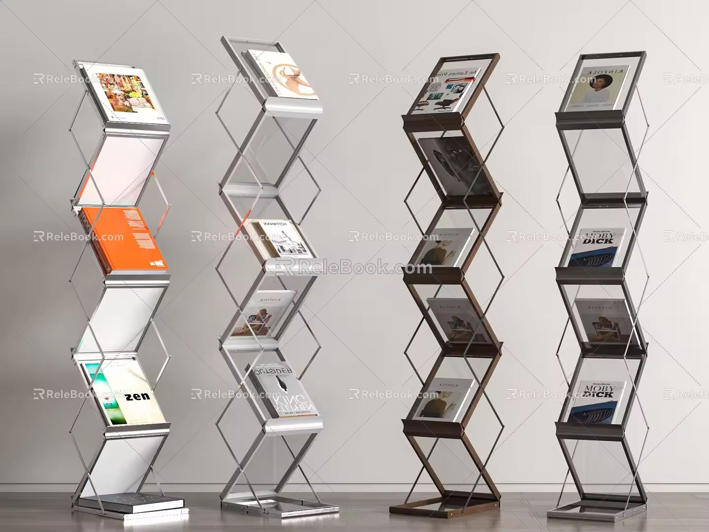 Modern bookshelf floor-type 3d model