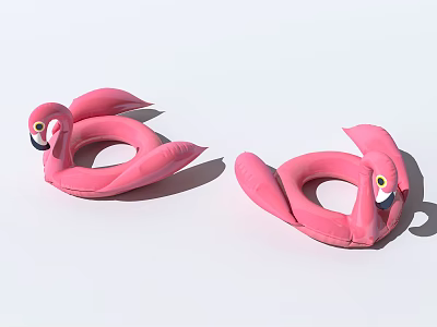 Pink Flamingo Shaped Inflatable Swimming Rings As Fun Sports Equipment For Summer Water Activities 3d model