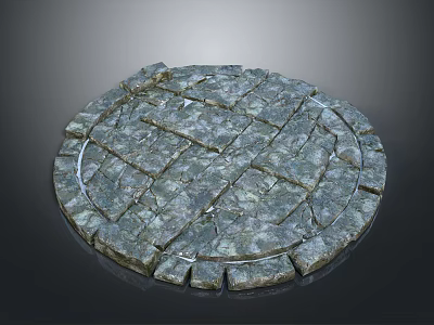 Circular Gray Stone Paving Slabs With Irregular Pattern For Architectural Ground 3d model