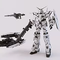 White Gray Gundam Model With Complex Weaponry And Mechanical Armor Details 3d model