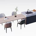 Nakajima counter bar counter operating table dining table and chairs 3d model