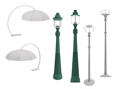 Various Design Outdoor Lights Including Pillar Arched And Modern Style Lamps 3d model