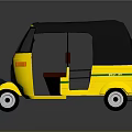 Electric Toy Yellow Tricycle with HIRE Sign and EVC Logo Design