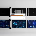 Computer Monitors With Black Frames Displaying Data Visualization Charts And Dashboards