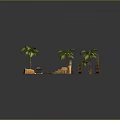 Desert Sand Scene Design With Palm Trees Stone Pillars And Structures 3d model