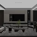 Modern Living Dining Room Interior With Beige Sofa Brown Armchair And City View Window