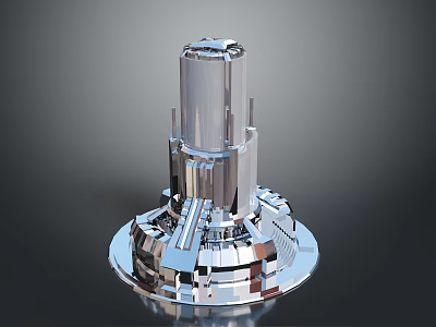 Smart Machine With Shiny Metallic Surface And Multi Layer Circular Base Design 3d model