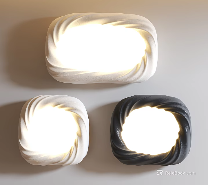 Modern Square Ceiling Lights With Twisted Design In White And Black 3d model 