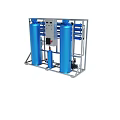 Industrial Water Treatment System With Blue Cylindrical Tanks Control Panel And Metal Frame