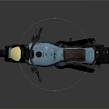 Teal Modern Motorcycle With Large Tires Black Seat And Futuristic Body Details