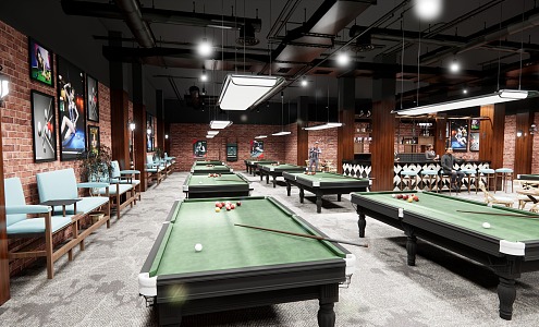 Industrial LOFT Billiard Hall 3d model