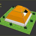 Orange Outdoor Furniture Tent Design With Green Grass And White Supports