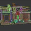 Modern Scene Featuring Ancient Stone Ruins Arches Columns And Mossy Plants