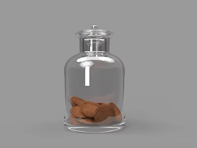 Clear Glass Jar Filled With Tasty Brown Cookies For Daily Snack 3d model