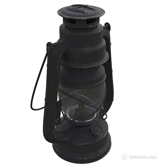 Vintage Black Metal Candle Lamp With Glass Shade And Classic Design 3d model 