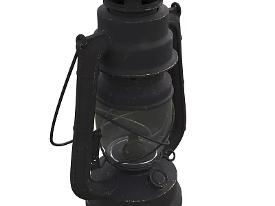 Vintage Black Metal Candle Lamp With Glass Shade And Classic Design 3d model