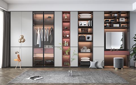 Modern wardrobe home wardrobe combination 3d model