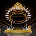 Decorated Golden Stage With Chicken Shaped Top And Surrounding Illuminated Lights