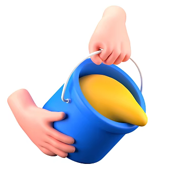 Modern paint bucket cartoon small hand animation small hand 3d model