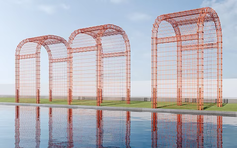 Modern landscape gallery park gallery landscape structure 3d model