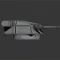 Modern Gray Metallic Turret With Double Barrels On White Background 3D Render 3d model