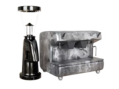 Stylish Modern Kitchen Appliances With Black And Gray Coffee Machines 3d model