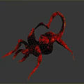 Red Black Multi Legged Fantasy Creature With Curved Tail And Unique Limb Structure 3D