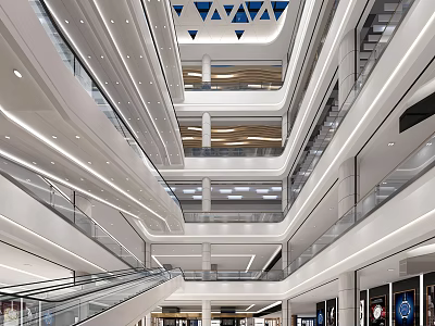 Hollow hall of modern shopping mall 3d model