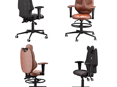 Ergonomic Office Chairs With Adjustable Height Swivel Base And Armrests In Black Brown 3d model