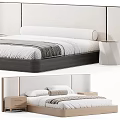 Modern Double Bed With Upholstered Headboard Bed Frame And Decorative Pillows 3d model