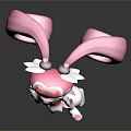 Cute Pink Cartoon Character With Long Curly Hair Flower Headpiece White Boots Dress